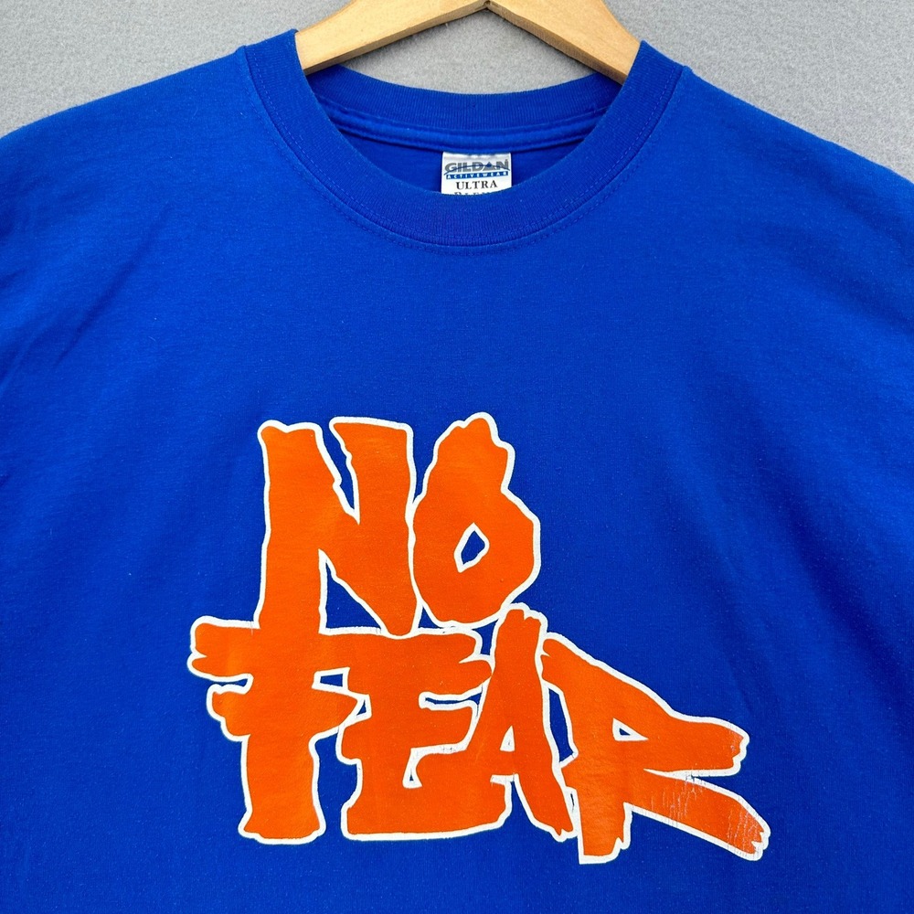 Y2K No Fear Gildan T-Shirt Blue Orange Mens Medium DS Skater Streetwear RARE SK8